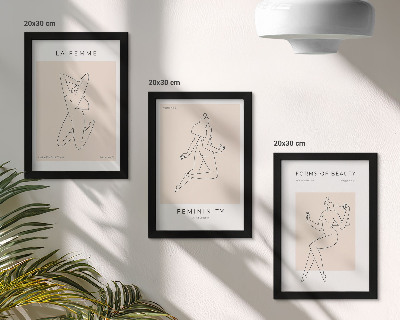 Set 3 slike u okviru Linearne siluete žena na minimalističkim plakatima