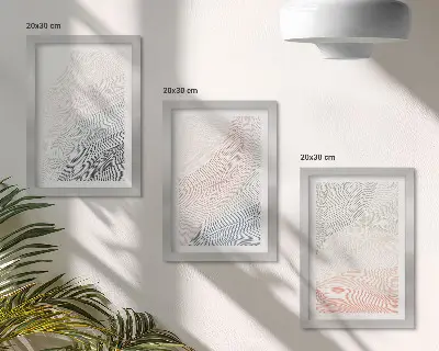 Apstraktna slika valova na kartonu u pastelnim bojama, komplet slika u okviru