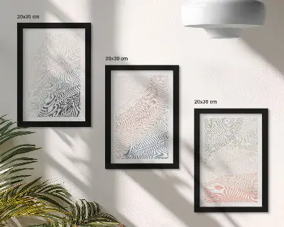 Apstraktna slika valova na kartonu u pastelnim bojama, komplet slika u okviru