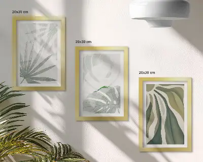 Zidna galerija slika listovi biljaka u nijansama zelene i sive boje