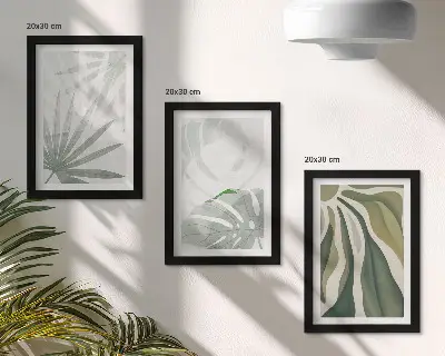 Zidna galerija slika listovi biljaka u nijansama zelene i sive boje