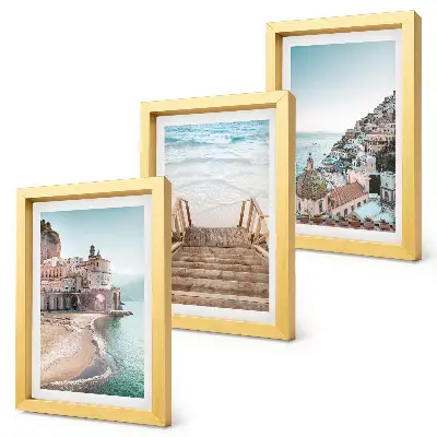 Komplet slika u okviru ljetni pastelni motivi s primorskom arhitekturom i plažom