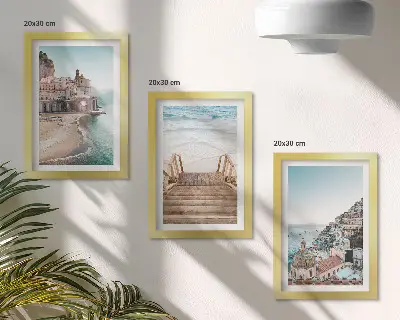 Komplet slika u okviru ljetni pastelni motivi s primorskom arhitekturom i plažom
