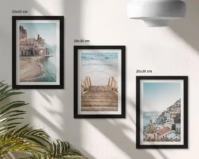 Komplet slika u okviru ljetni pastelni motivi s primorskom arhitekturom i plažom