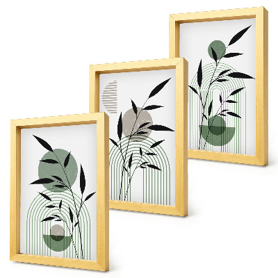 Set 3 slike u okviru Apstraktne biljne kompozicije, boho stil