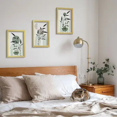 Apstraktne biljne kompozicije u boho stilu set od 3 slike u okviru