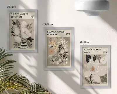 Zidna galerija slika Retro cvijeće iz različitih gradova diljem svijeta