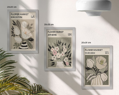 Set 3 slike u okviru Cvjetni aranžmani u retro stilu iz raznih gradova