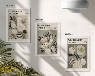 Set 3 slike u okviru Cvjetni aranžmani u retro stilu iz raznih gradova