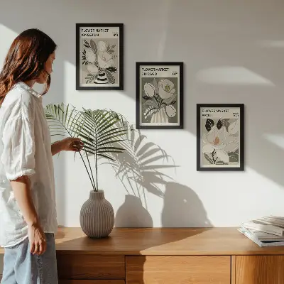 Zidna galerija slika motivi cvijeća s tržnica Kingstona, Chicaga i Seula u retro stilu