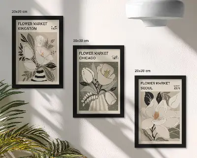 Zidna galerija slika motivi cvijeća s tržnica Kingstona, Chicaga i Seula u retro stilu