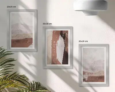 Set od 3 slike u okviru apstraktni uzorci u nijansama smeđe i bež boje