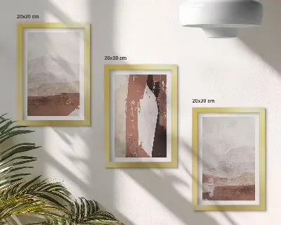 Set od 3 slike u okviru apstraktni uzorci u nijansama smeđe i bež boje
