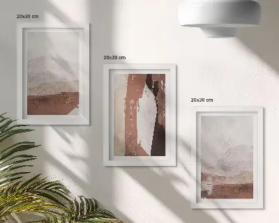 Set od 3 slike u okviru apstraktni uzorci u nijansama smeđe i bež boje