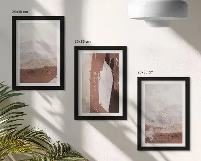 Set od 3 slike u okviru apstraktni uzorci u nijansama smeđe i bež boje