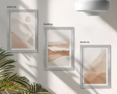 Zidna galerija slika apstraktni pejzaži u nijansama smeđe i bež boje