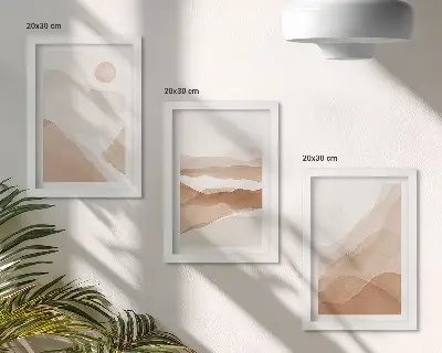 Zidna galerija slika apstraktni pejzaži u nijansama smeđe i bež boje