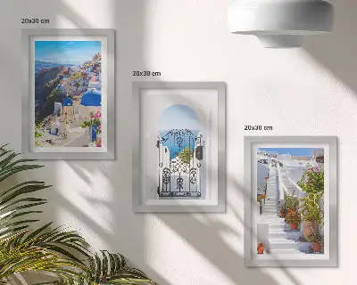 Zidna galerija slika pogled na santorini i grčku arhitekturu mjesta oia
