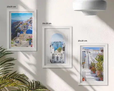 Zidna galerija slika pogled na santorini i grčku arhitekturu mjesta oia