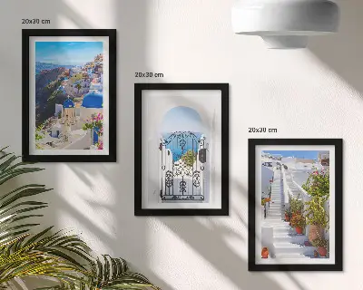 Zidna galerija slika pogled na santorini i grčku arhitekturu mjesta oia