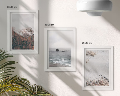 Set 3 slike u okviru Planine, oblaci, more i pijesak u prirodnim nijansama
