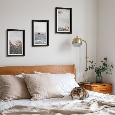 Set 3 slike u okviru Planine, oblaci, more i pijesak u prirodnim nijansama