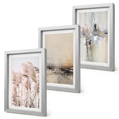 Set 3 slike u okviru prirodna vegetacija s apstraktnim uzorcima u prigušenim bojama