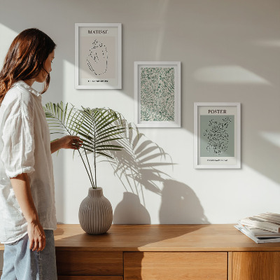 Set 3 slike u okviru Linije i biljni uzorci u minimalističkom stilu