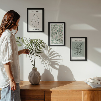 Set 3 slike u okviru Linije i biljni uzorci u minimalističkom stilu