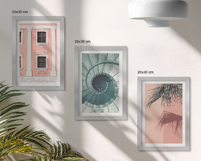 Komplet slika u okviru Arhitektura u pastelnim nijansama i spiralnim uzorcima