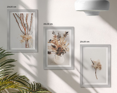 Set 3 slike u okviru Cvijeće i grane u minimalističkom prirodnom stilu