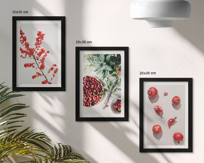 Set 3 slike u okviru Crveno voće i biljke u minimalističkom stilu