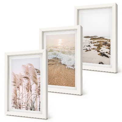 Set 3 slike u okviru Valovi trave na plaži i morsko kamenje u boemskom stilu