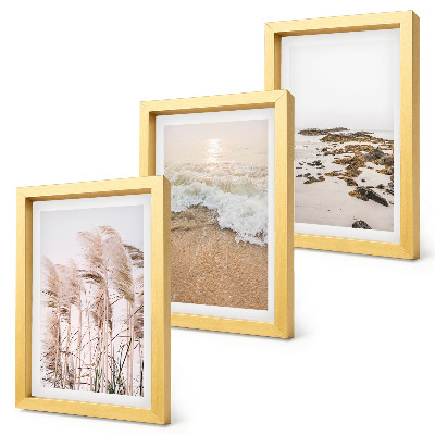 Set 3 slike u okviru Valovi trave na plaži i morsko kamenje u boemskom stilu