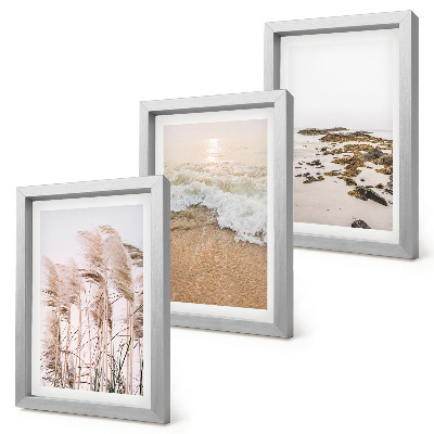 Set 3 slike u okviru Valovi trave na plaži i morsko kamenje u boemskom stilu