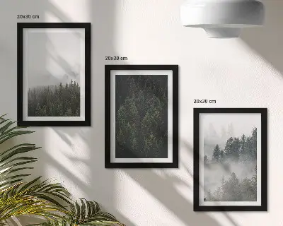 Zidna galerija slika zelene šume u maglovitom prirodnom okruženju