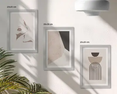 Apstraktni geometrijski oblici i žensko lice set od 3 slike u okviru