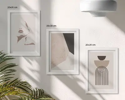 Apstraktni geometrijski oblici i žensko lice set od 3 slike u okviru
