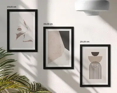 Apstraktni geometrijski oblici i žensko lice set od 3 slike u okviru