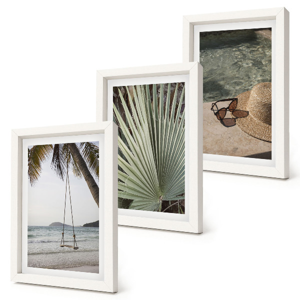 Set 3 slike u okviru Odmor na plaži s ljuljačkama od palminog lišća