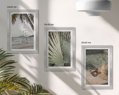 Set 3 slike u okviru Odmor na plaži s ljuljačkama od palminog lišća