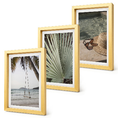 Set 3 slike u okviru Odmor na plaži s ljuljačkama od palminog lišća