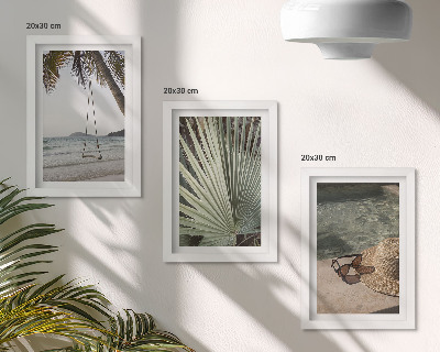 Set 3 slike u okviru Odmor na plaži s ljuljačkama od palminog lišća
