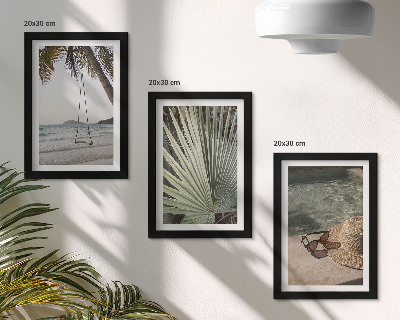 Set 3 slike u okviru Odmor na plaži s ljuljačkama od palminog lišća