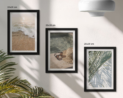 Zidna galerija slika Šešir za plažu i sunčane naočale s lišćem