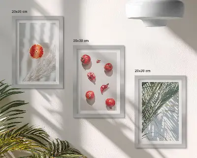 Komplet slika u okviru tropsko voće za praznike s motivom palminog lišća
