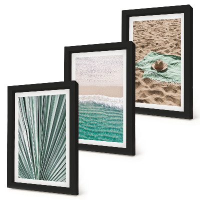 Set 3 slike u okviru Pogled na ljetni odmor na plaži uz more