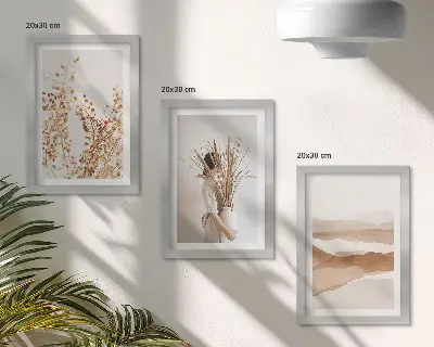 Zidna galerija slika s biljnim motivima u rustikalnom boho stilu
