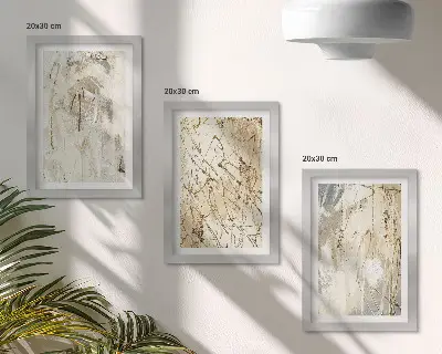 Set 3 slike u okviru apstraktni uzorci u nijansama bež i sive boje