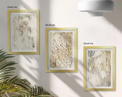 Set 3 slike u okviru apstraktni uzorci u nijansama bež i sive boje